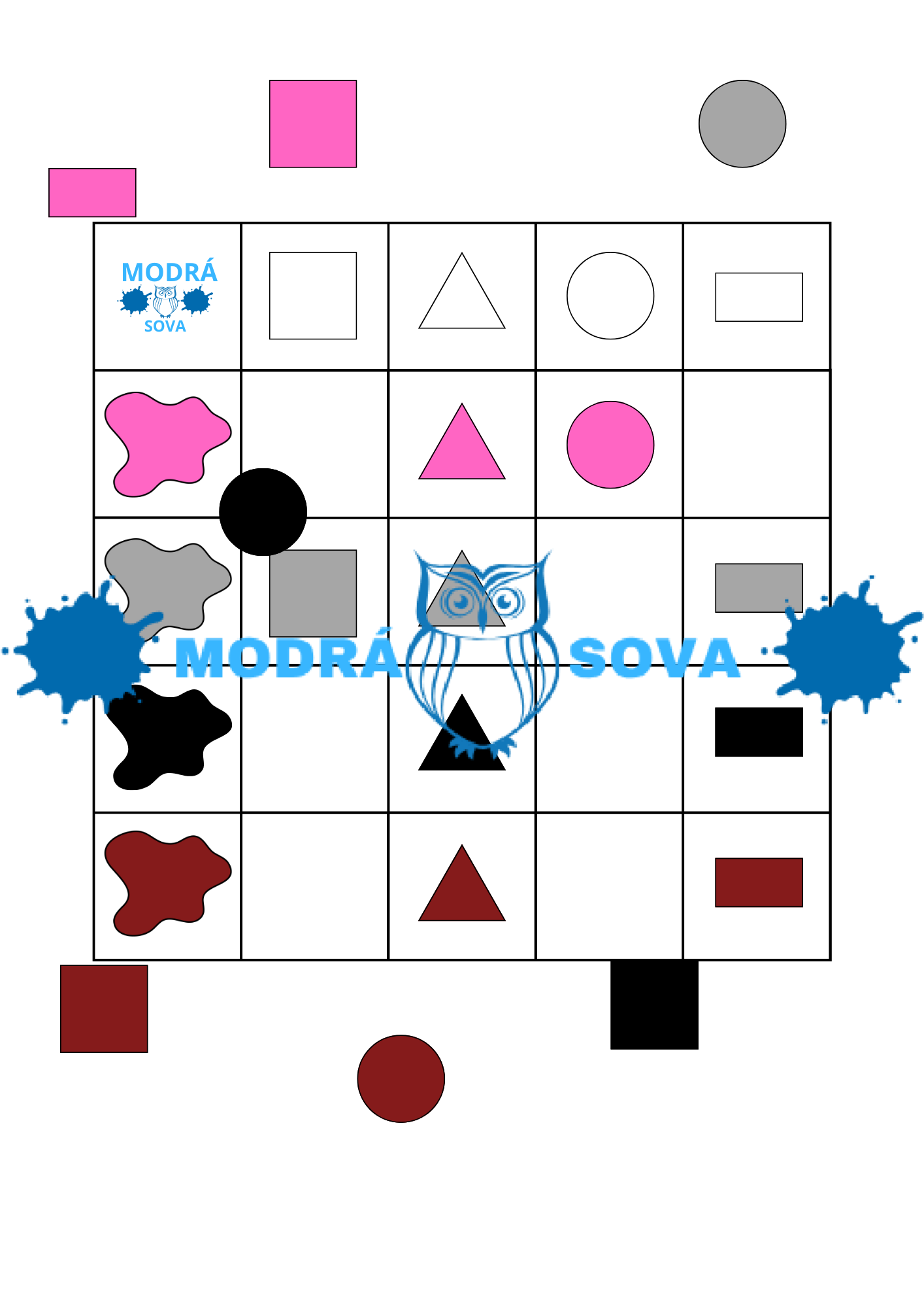 Třídění barvy a tvary (48 karet)